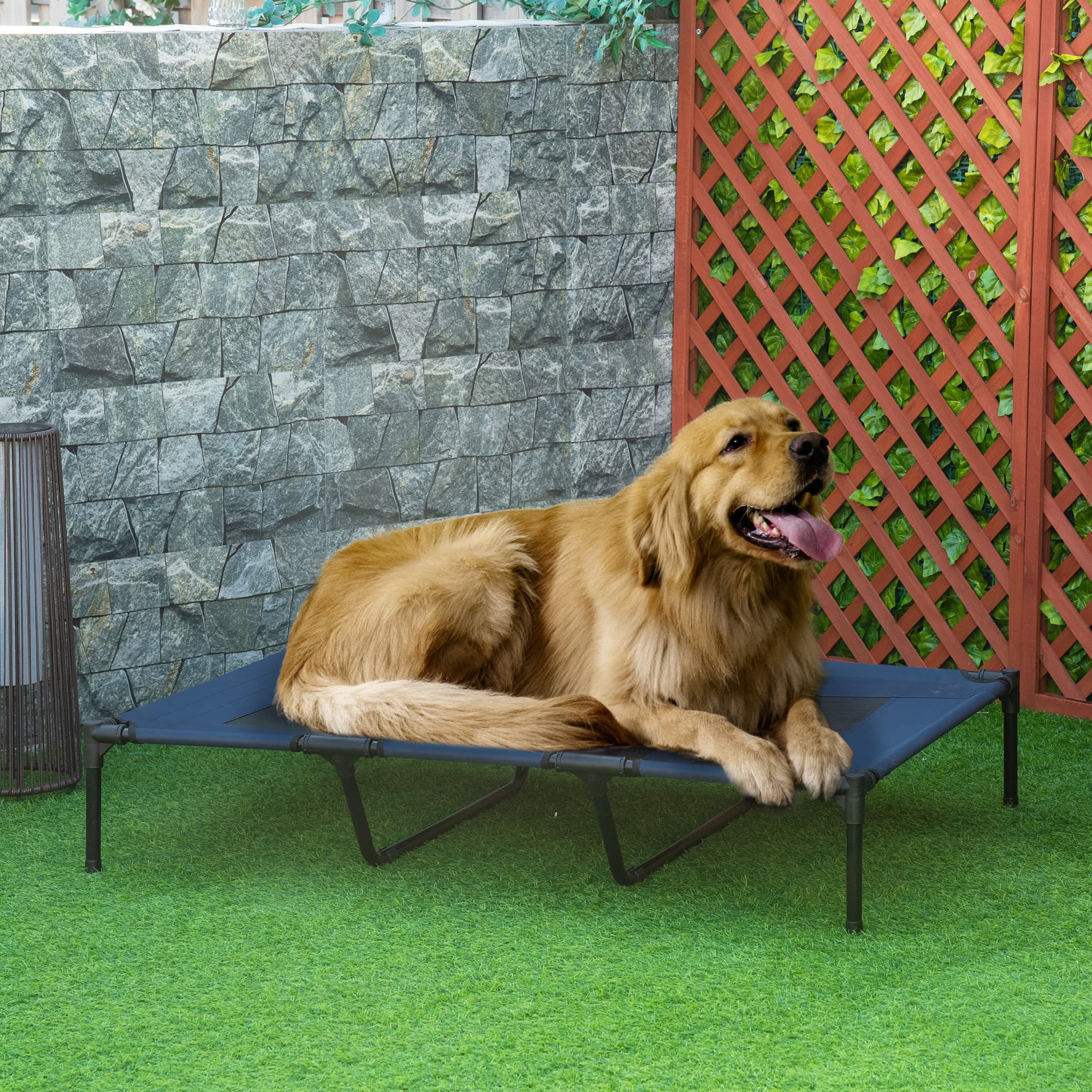  48" x 36" Elevated Breathable Dog Bed w/ Carry Bag Dark Blue