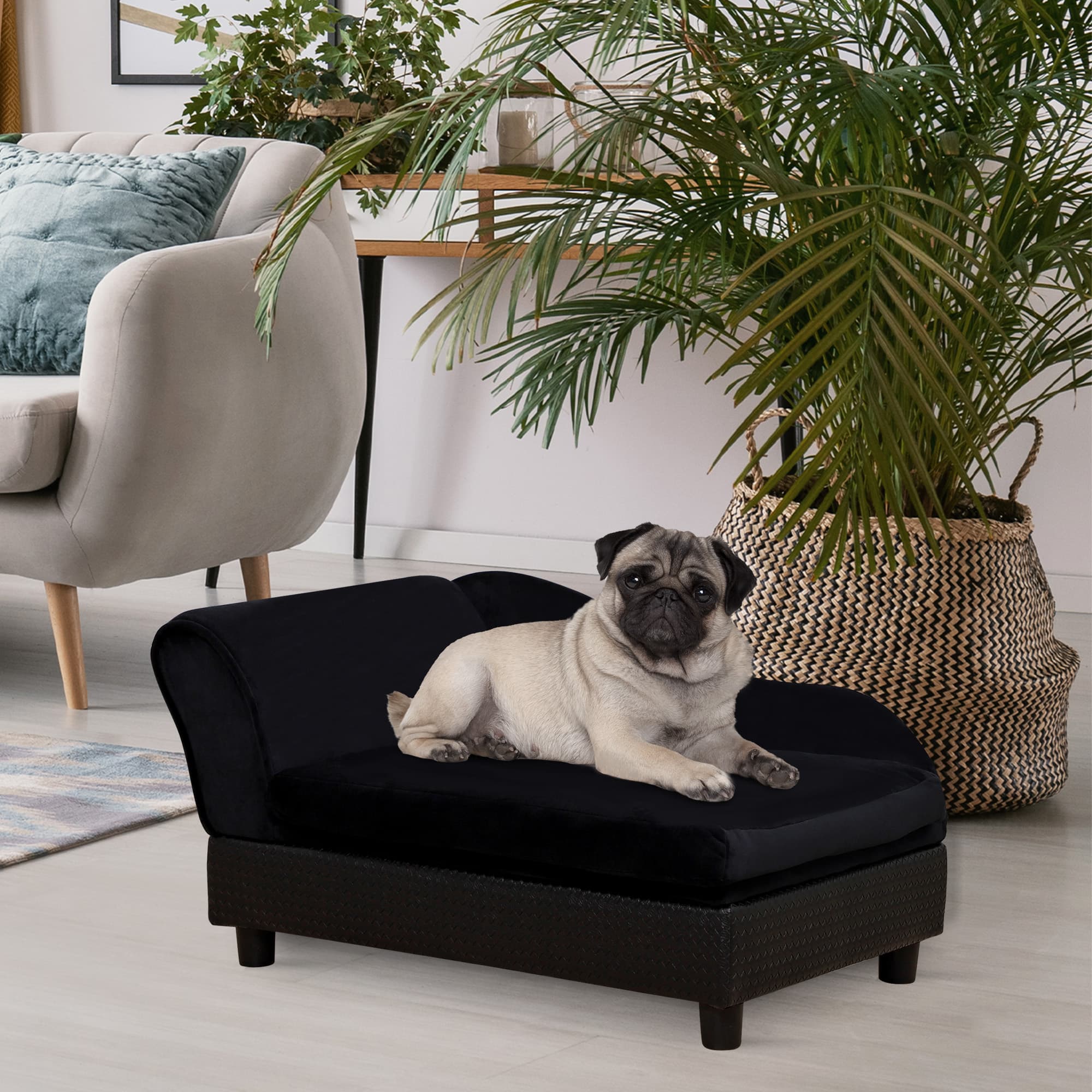  Pet Sofa Bed Couch with Storage, Pet Sofa for Cats and Small Dogs, Black