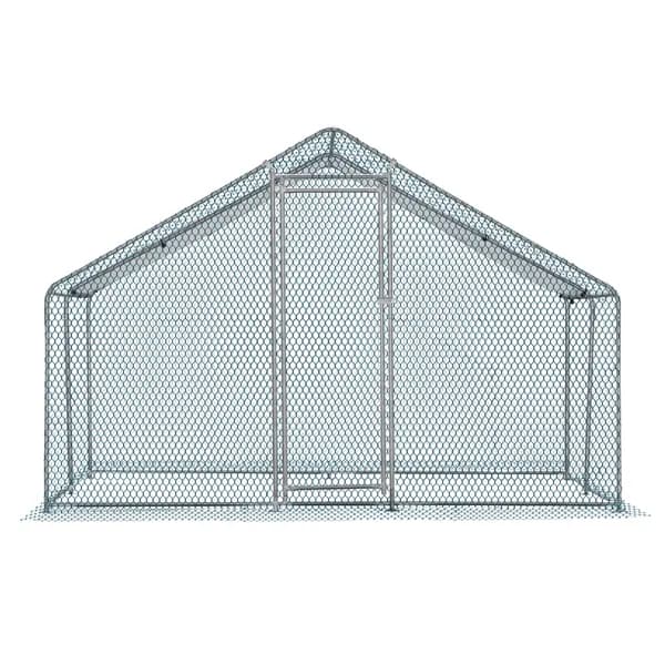 10 X 10 Ft Large Metal Chicken Coop, Walk-in Poultry Cage Chicken Hen Run House With Waterproof Cover, Rabbits Cats Dogs Farm Pen For Outdoor Back-yard Farm Garden