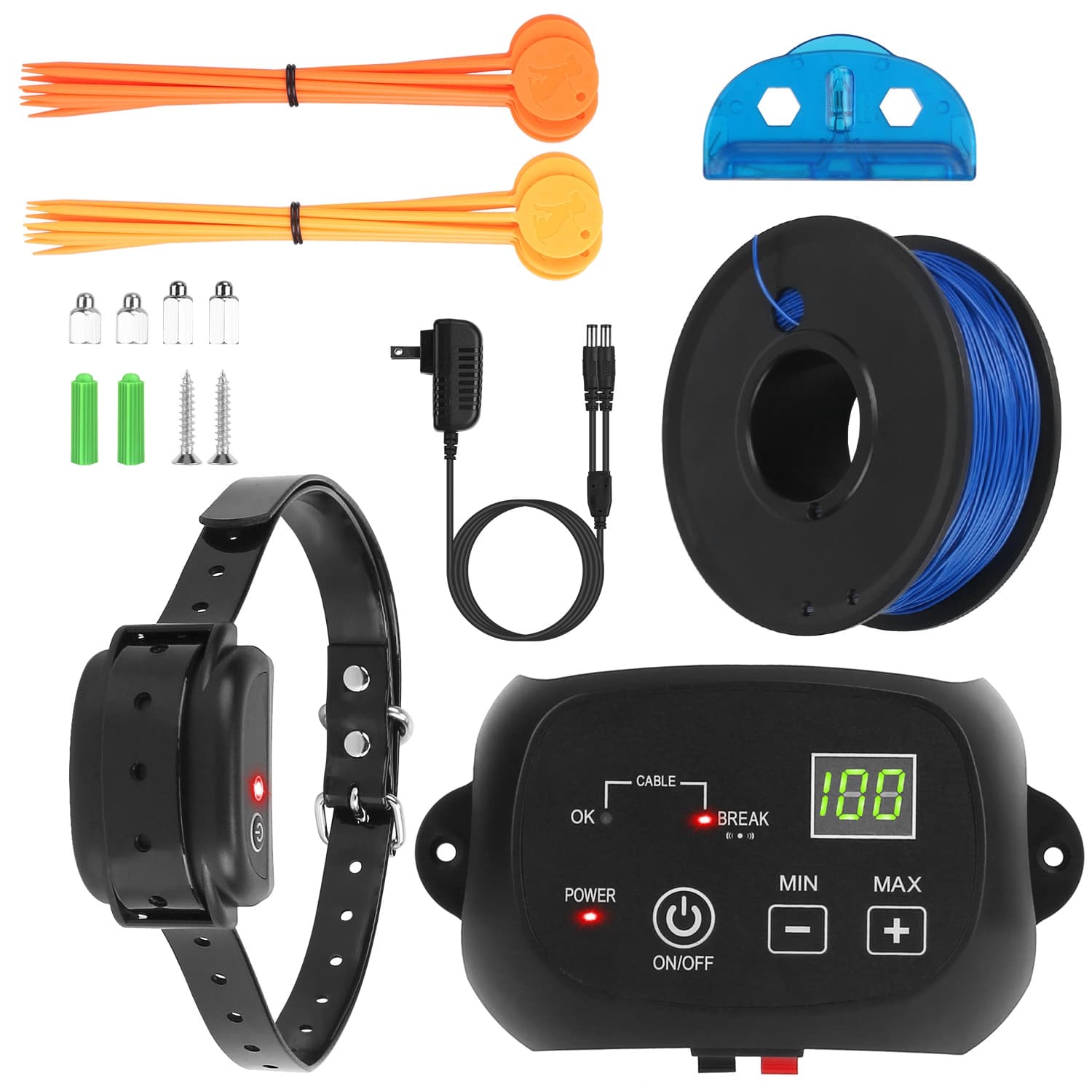 1Set Dog Fence System Pet Containment System With One Hundred Adjustable Levels IPX7 Waterproof Rechargeable Receiver Underground Fence For Small Medium Large Dog