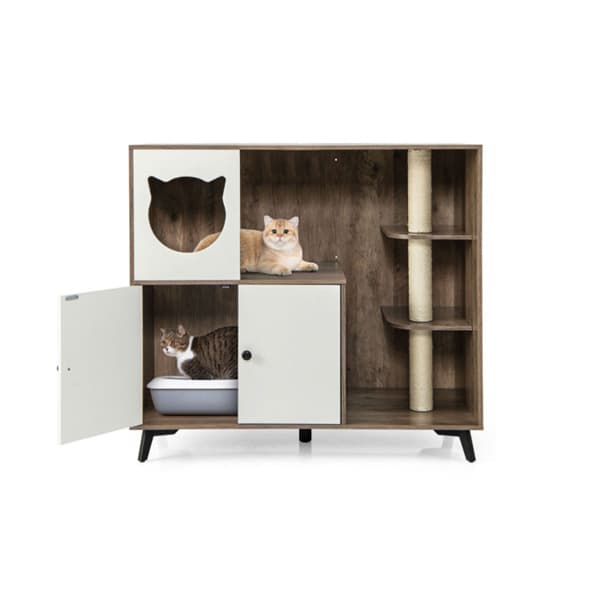 Cat Litter Box With Cat Scratching Post, Cat Apartment, Cat House, Locker