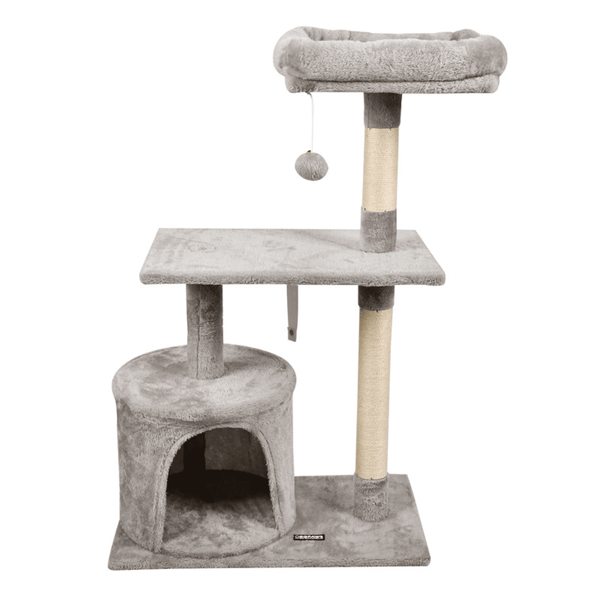 GOOPAWS 38-in Faux Fur Top Perch Cat Tree & Condo with Basket