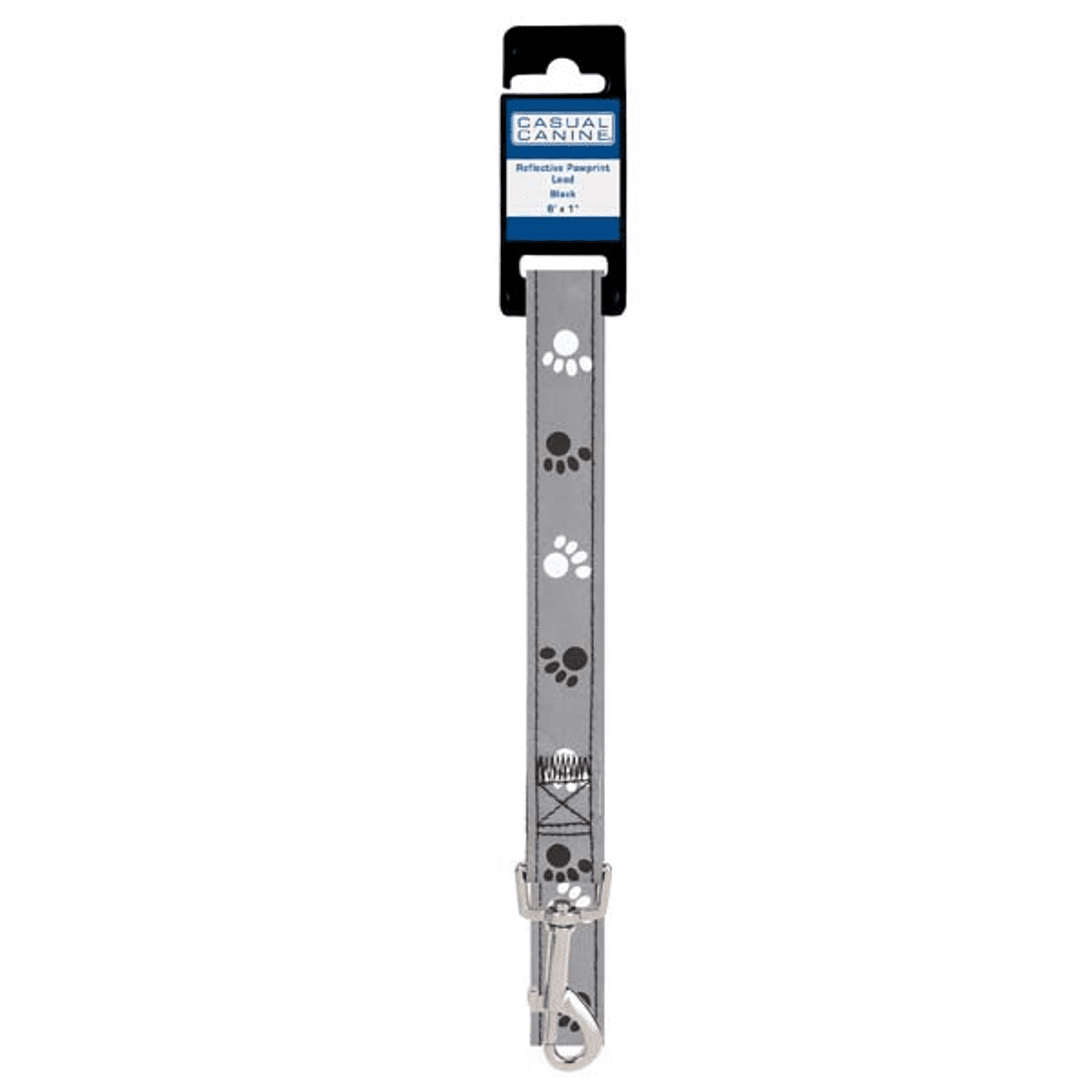 CC Reflect Pawprint Lead 6Ftx1In Blk