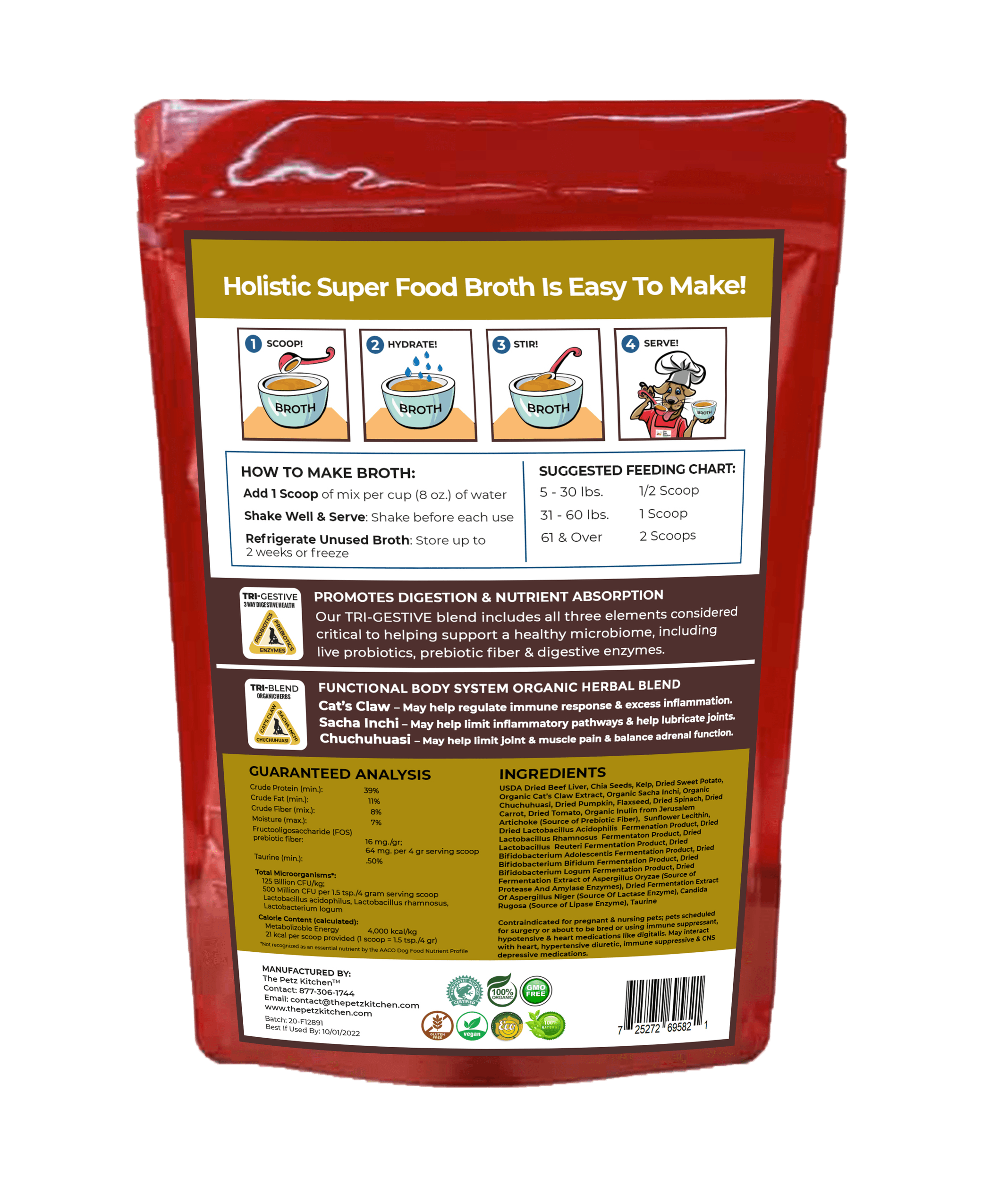 Super Food Broth Joint & Active Body Support* The Petz Kitchen Dogs & Cats*