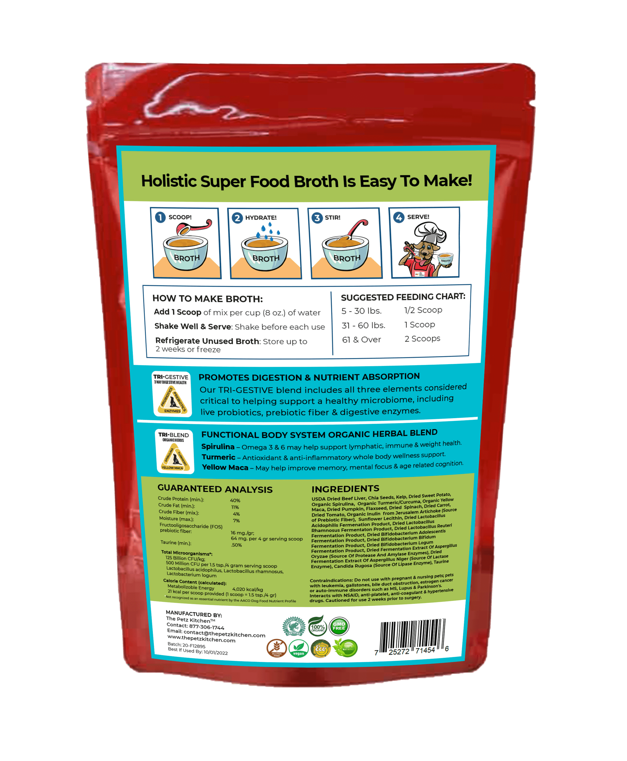 Super Food Broth One & Done* Vitamin, Mineral & Enzyme The Petz Kitchen Dogs Cats