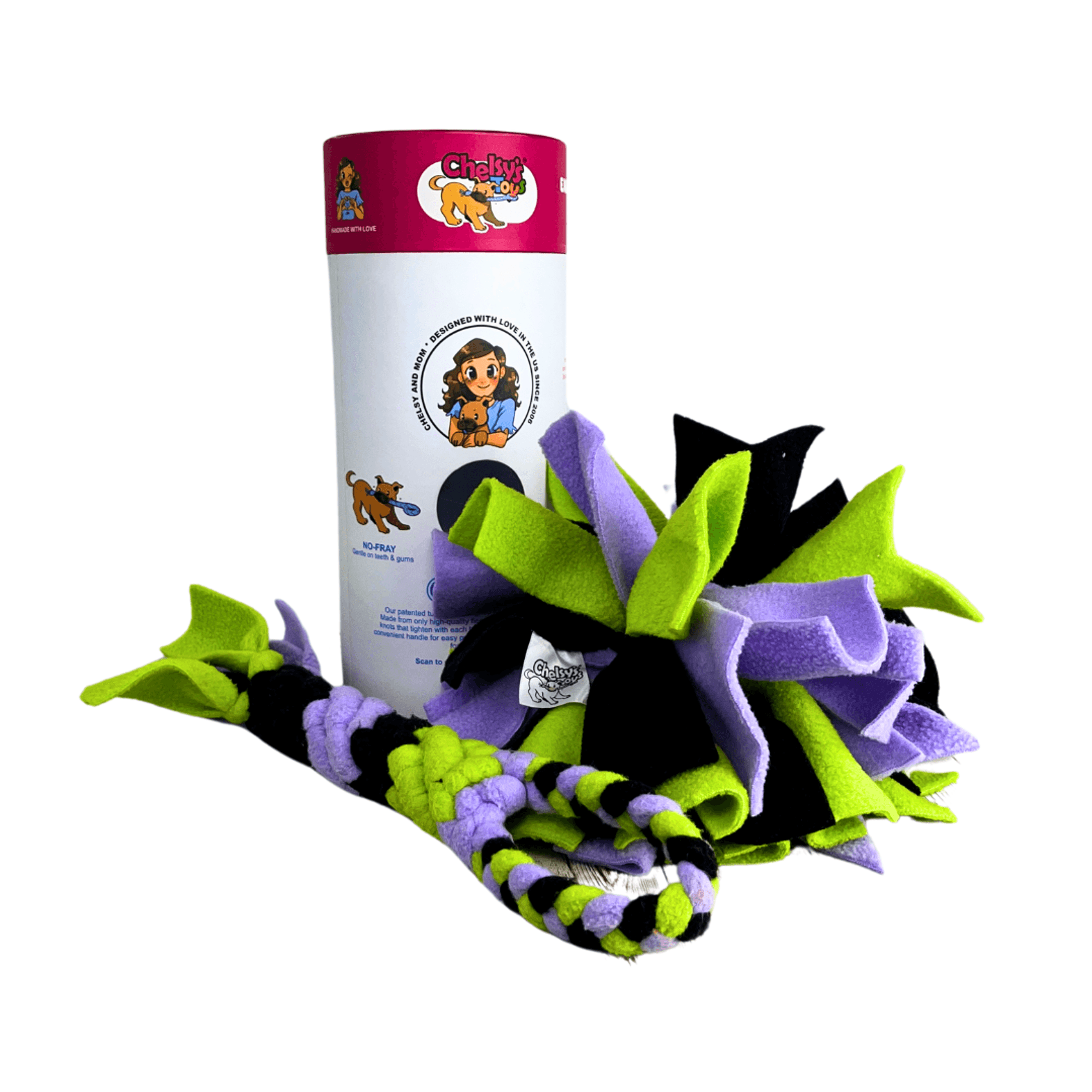 3-in-1 Enrichment Tube for Dogs - Tug Toy, Treat Dispenser & Snuffle Ball - Lavender