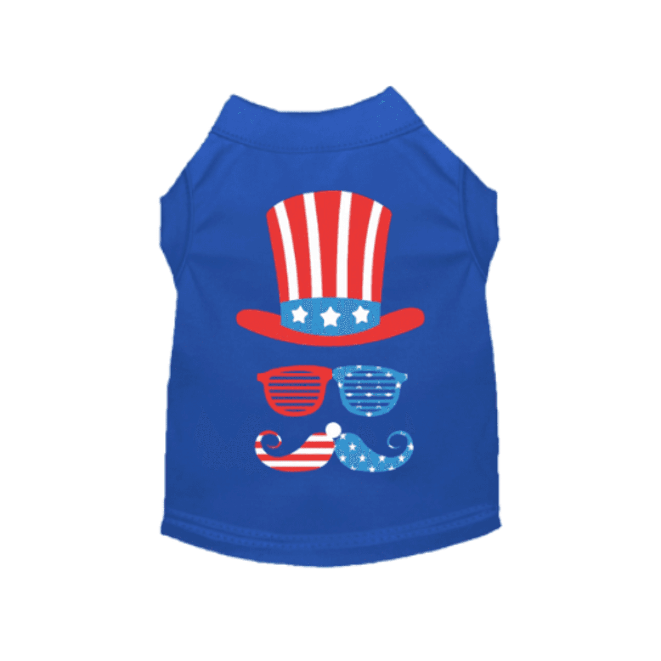 Uncle Sam Style Tee Blue Patriotic Dog Shirt
