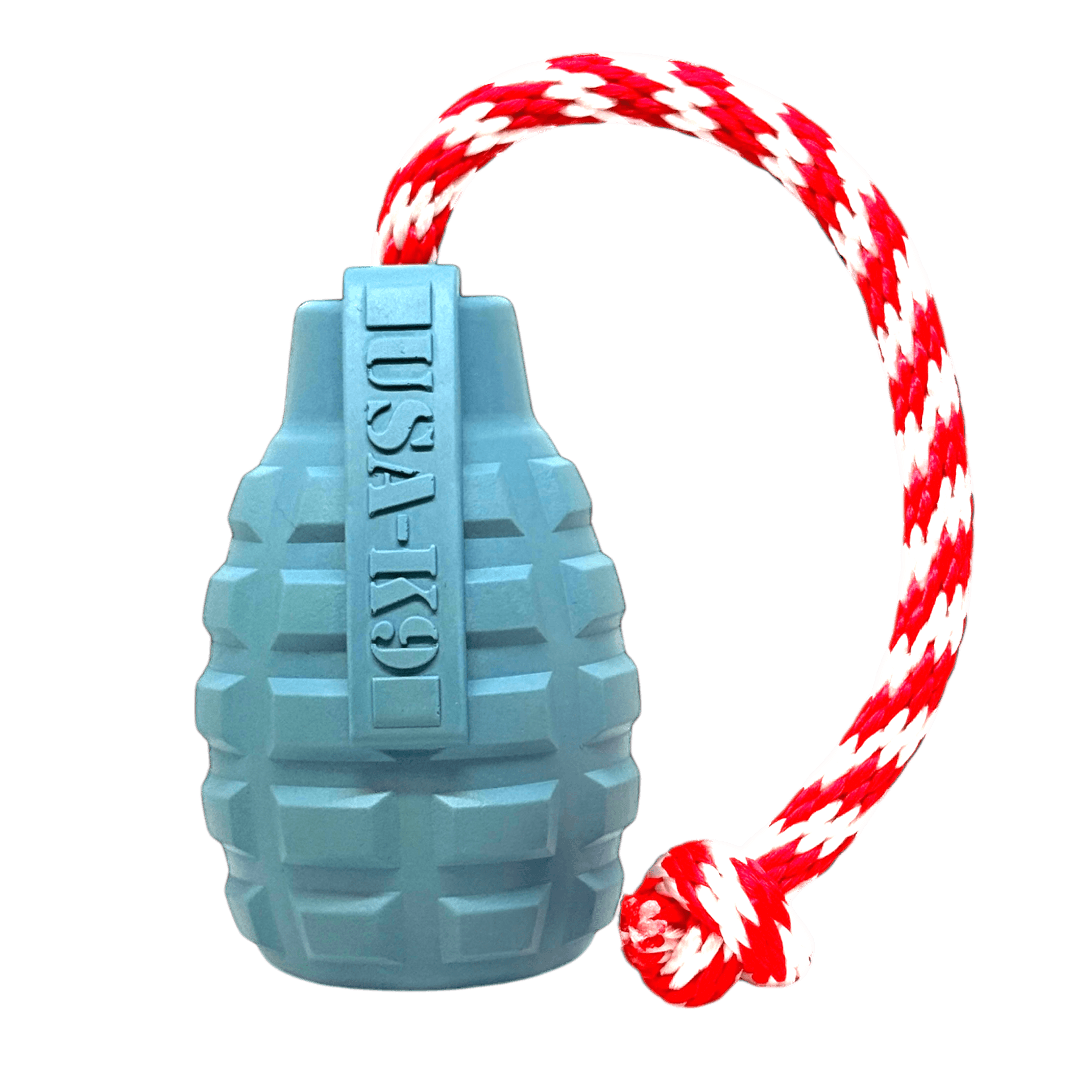 USA-K9 Grenade Shaped Rubber Dog Toy - Chew, Treat Dispenser & Tug Toy