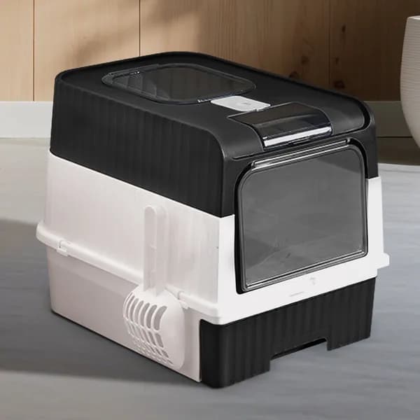 Fully Enclosed Magic Cube Litter Box, Top&Front Entry, Pull-Out Drawer, Anti-Splash Odor Control, Large For Big Cats