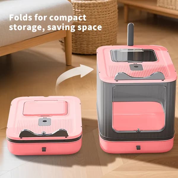 Elf Cat Litter Box, Dual-Entry Fully Enclosed, Odor-Free, Modern White, Easy Clean Drawer Tray