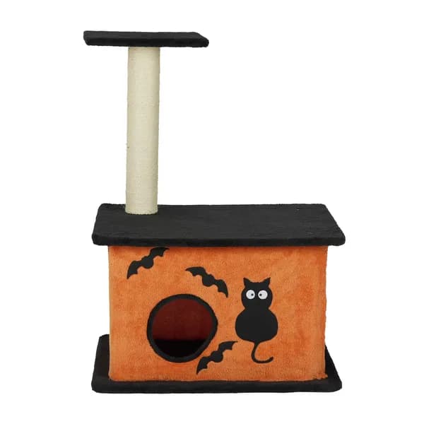 33' Halloween Cat Tree, Cat Tower Cat Tree For Indoor Cats With Spacious Cat Condo, Large Platform, Sisal Scratching Post, Orange & Black