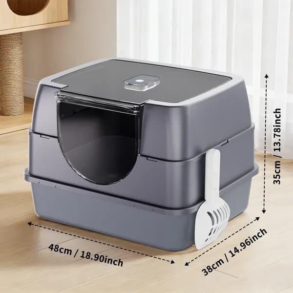 Galaxy Enclosed Gray Cat Litter Box, Sealed To Prevent Odors And Sanding, Stable And Durable, Suitable For Pet Families Worldwide