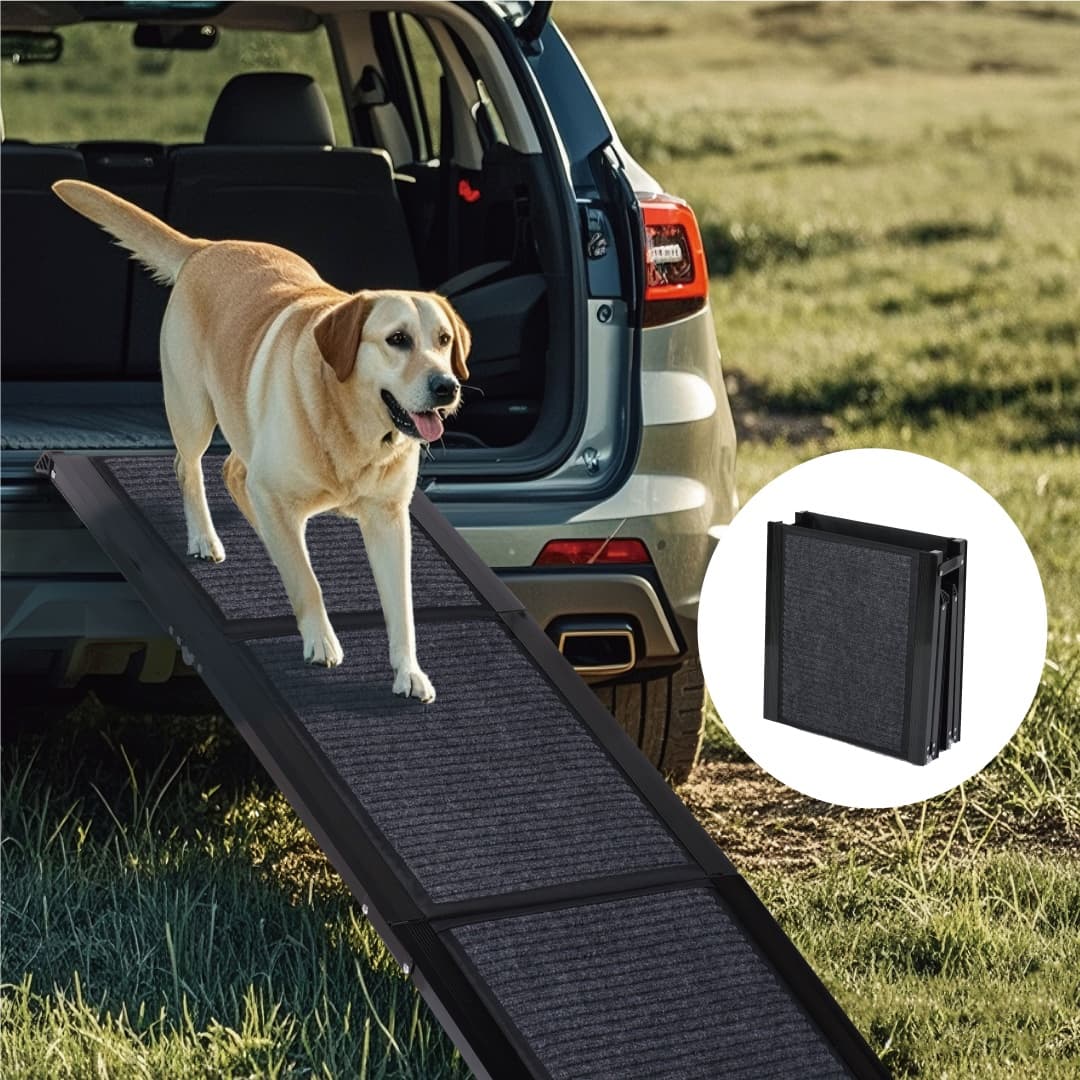 Dog Ramp For Car 65x17 Large Folding Pet Stair Ramps For Truck, SUV, With Non-Slip Surface, Up To 250LBS, Outdoor Dog Car Ramp For Medium Large Dogs, Portable Pet Steps