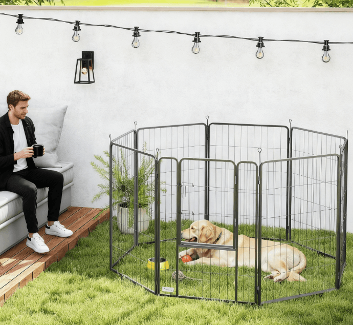 39 Inch Exercise Pen, 8 Panel Metal Pet Fence