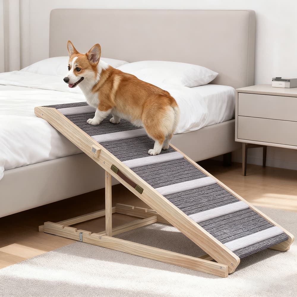 Dog Ramp For Couch, 4 Adjustable High-traction Carpet And Crossbars Foldable Pet Ramp For Small To Large Dog