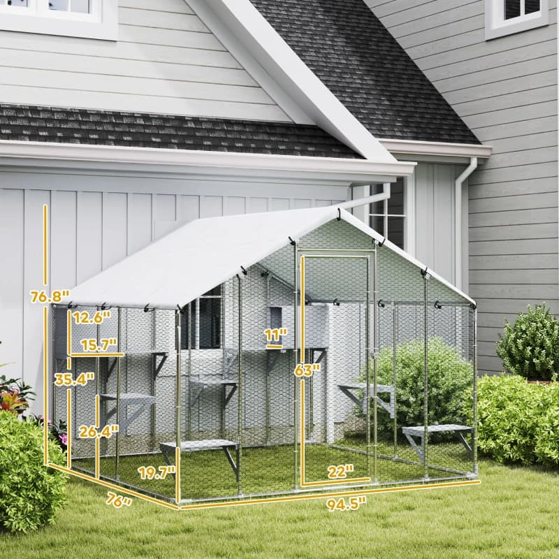 Catio Outdoor Cat Enclosure With Waterproof Cover,Multiple Packages Will Be Shipped,Please Pay Attention To The Dimensions In The Details.