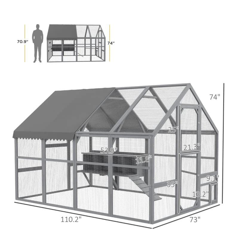 Large Chicken Coop With Nesting Box, Water-Resistant And Anti-UV Cover For 8-12 Chickens, GrayMultiple Packages Shipped. Please Pay Attention To The Dimensions And Weight In The Details.