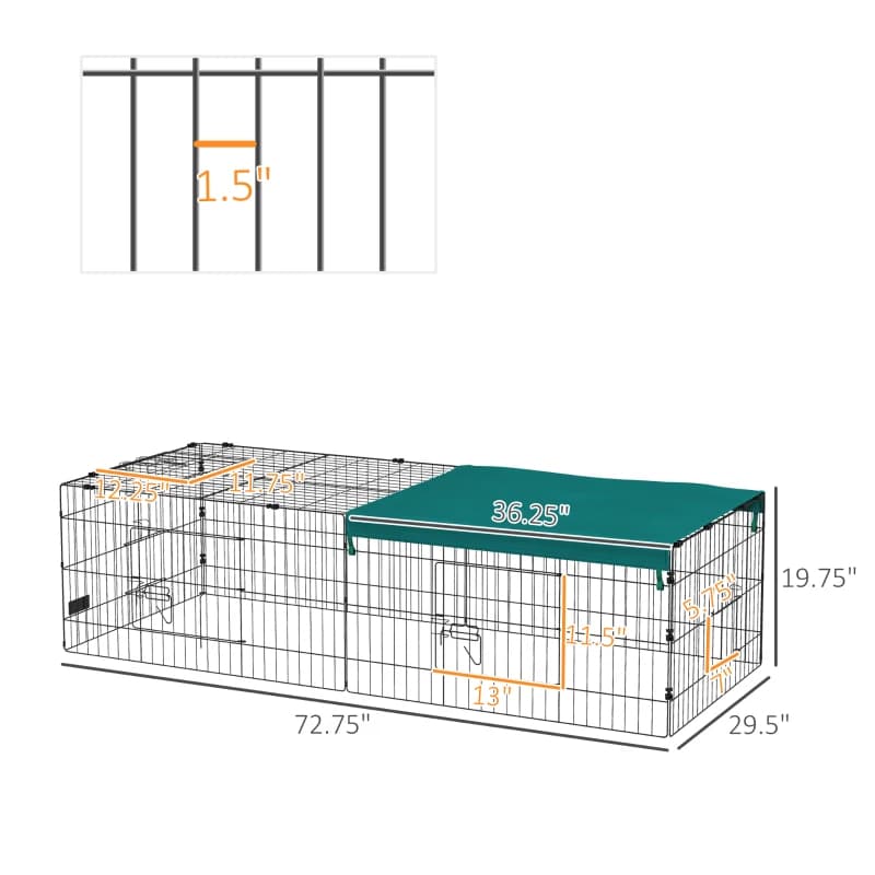 Small Animal Playpen With With Roof For Rabbits, Chicken, Chinchillas For Indoor Outdoor Use, Green