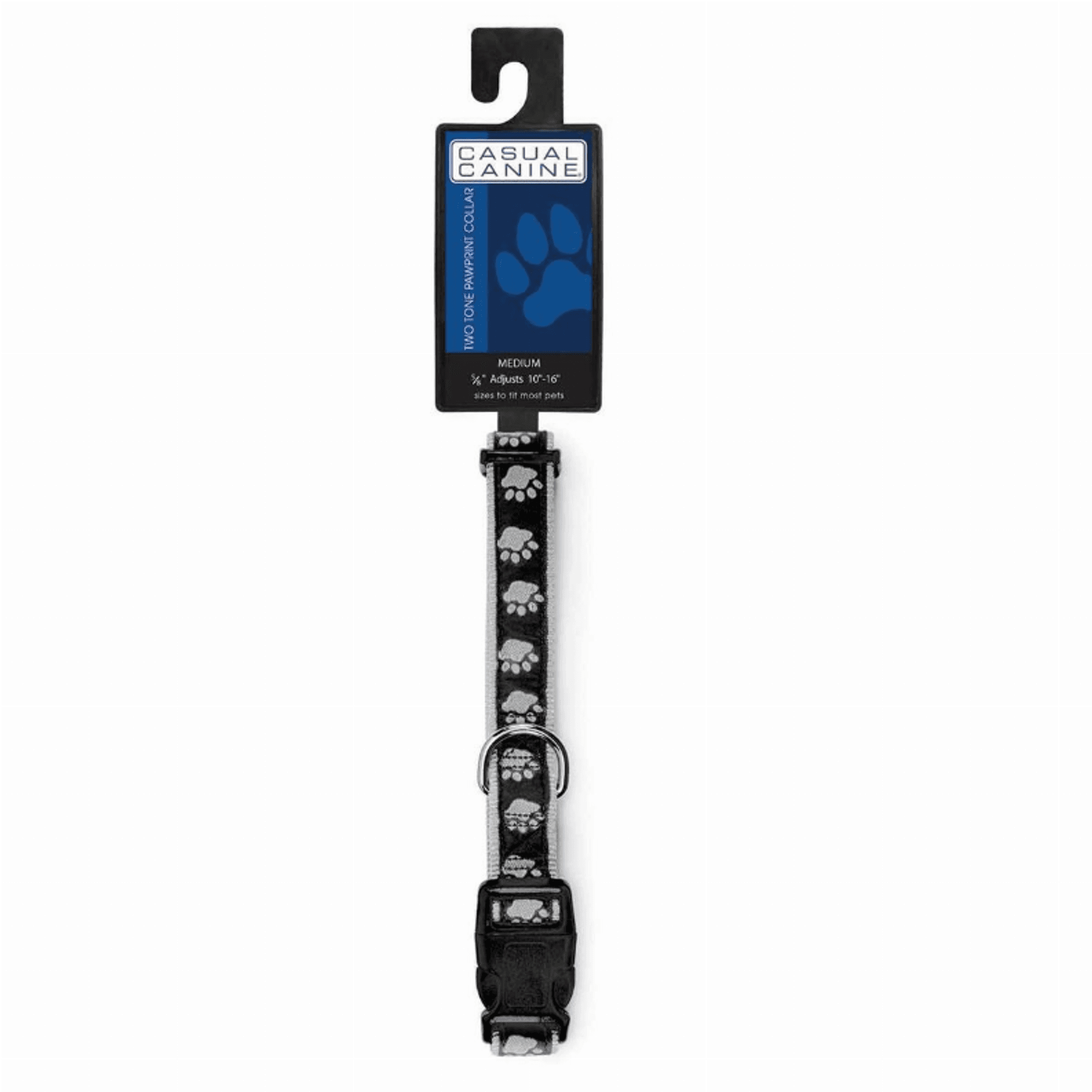 CC TwoTone Pawprint Collar 18-26In Blk