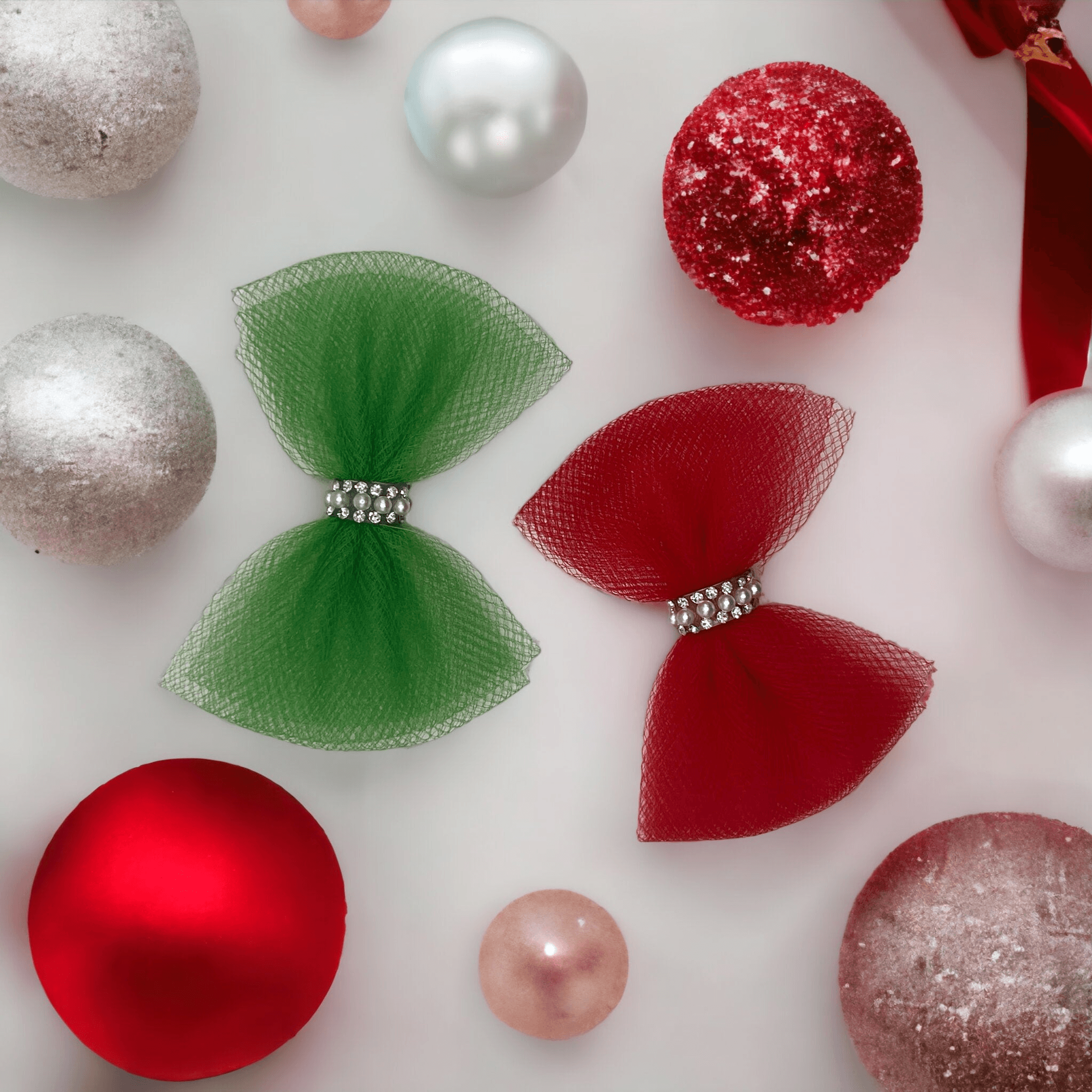 Holiday Cheer Tulle Bows- Dog Hair Bow