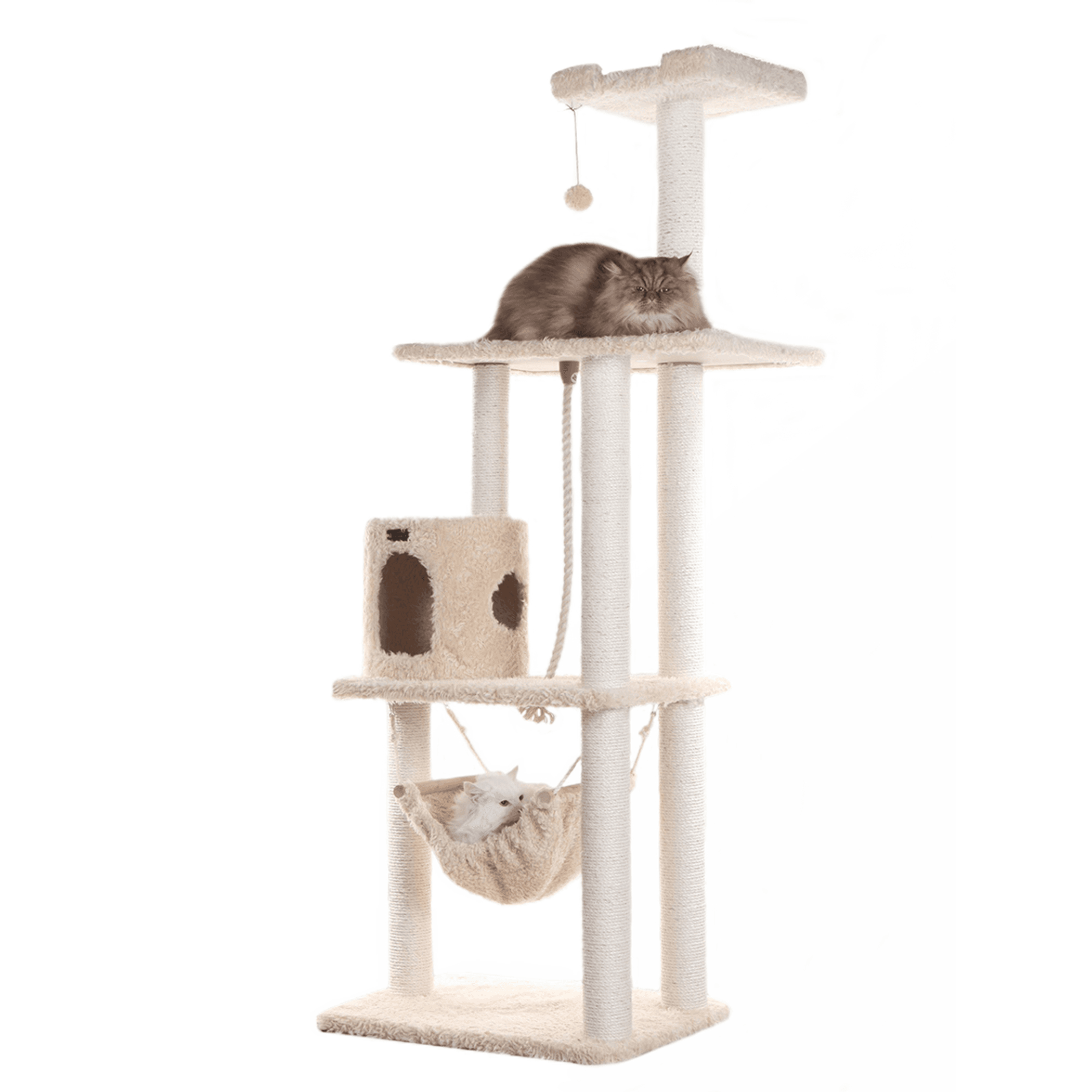 Real Wood 70" Cat Furniture,Ultra thick Faux Fur Cat Condo
