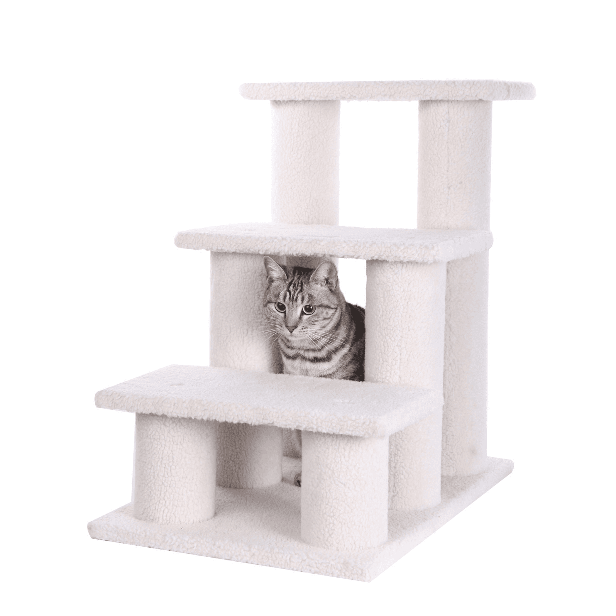 Real Wood 3 Step Cat Step Stairs Ramp, 25" Dogs Climber