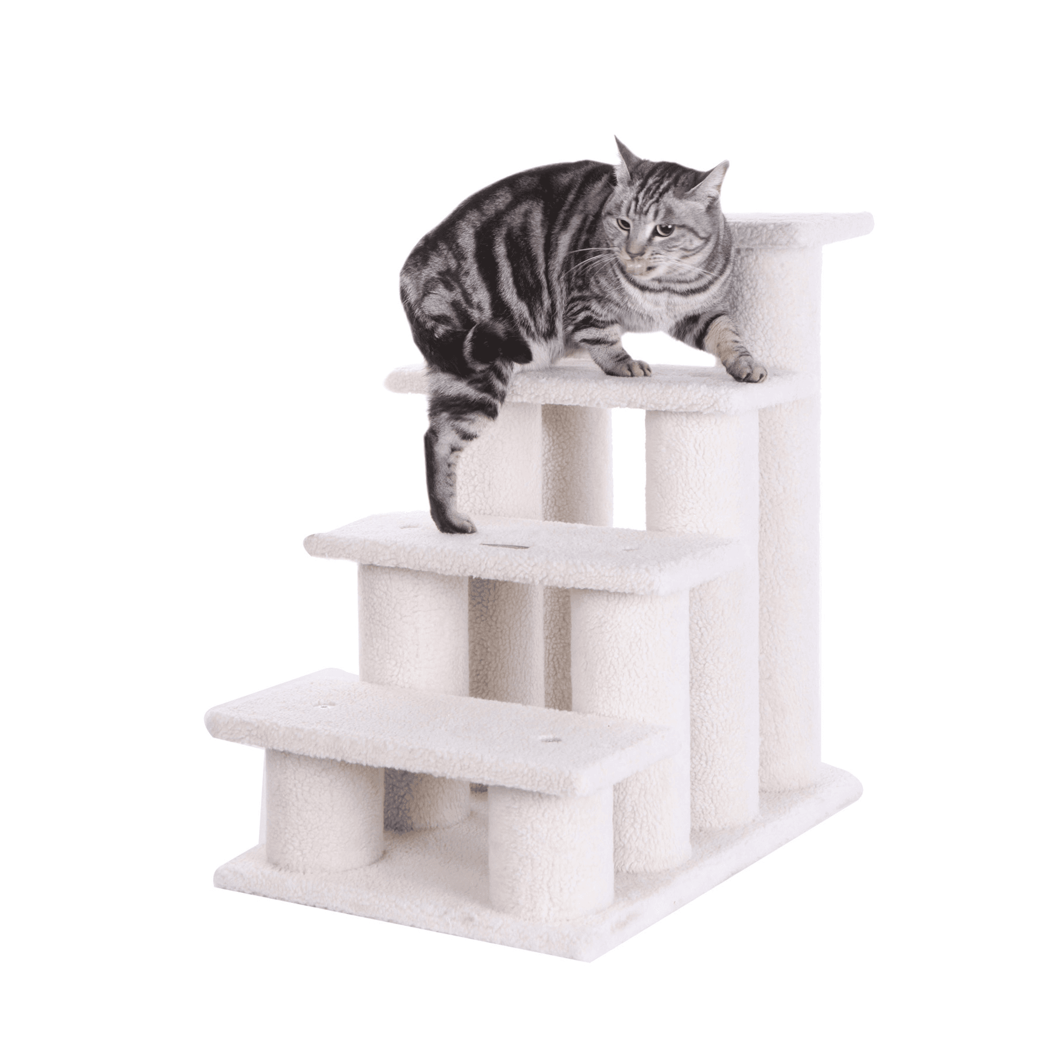Real Wood 38" High Ivory Cat Step Stairs ramp, Cat Sratcher