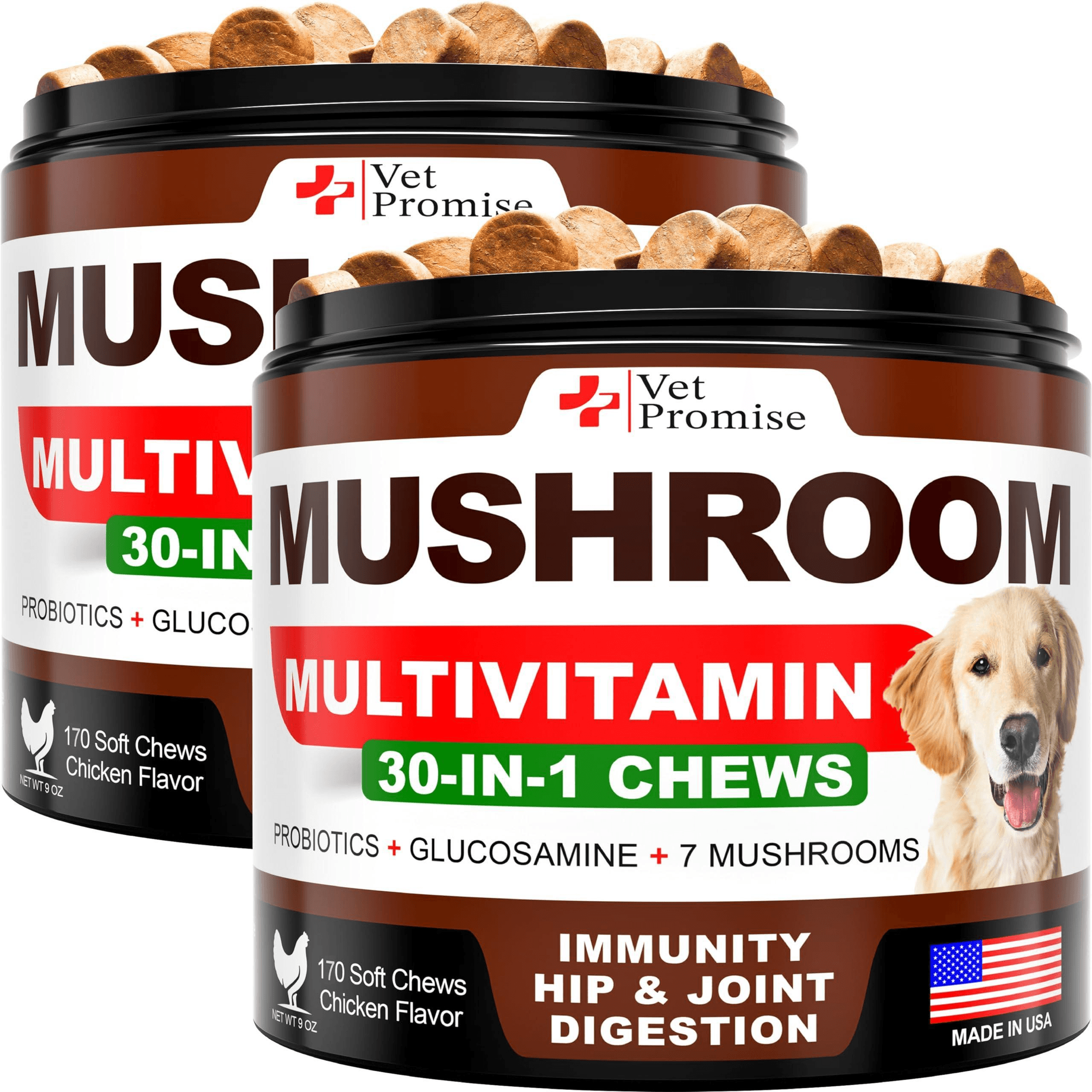 2 Pack Mushroom for Dogs 340 Chews Turkey Tail Mushroom